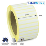 60 x 8mm Direct Thermal Labels - Removable Adhesive
