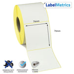 76 x 76mm Direct Thermal Labels - Permanent Adhesive