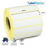 80 x 20mm Direct Thermal Labels - Removable Adhesive
