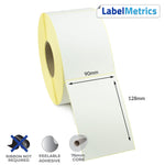 90 x 128mm Direct Thermal Labels - Removable Adhesive