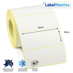 90 x 38mm Direct Thermal Labels - Freezer Adhesive