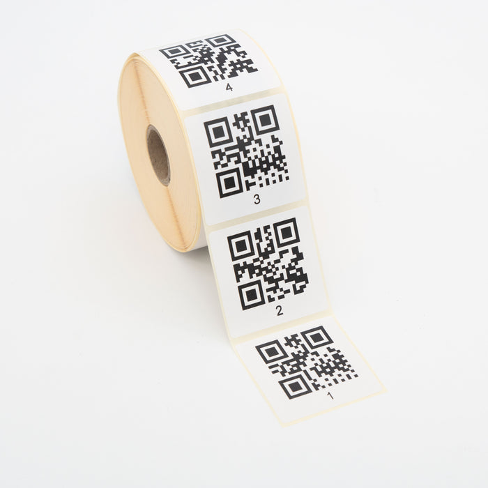 50mm x 50mm Sequentially Printed QR Code Labels,Permanent Adhesive. Ideal for Stock Management. 1,000 Labels per roll.
