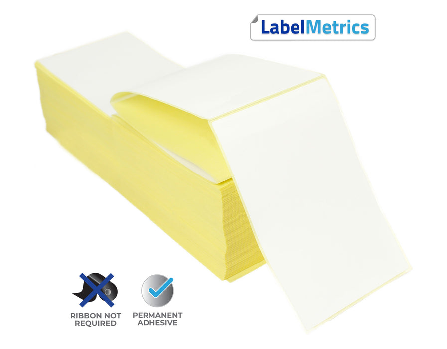 4" x 6" Fanfold Direct Thermal Labels - Permanent Adhesive. Supplied in Stacks of 1000 labels.