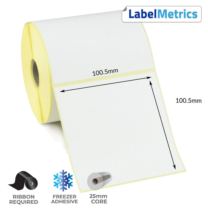 100.5 x 100.5mm Perforated Thermal Transfer Labels - Freezer Adhesive