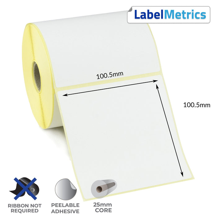 100.5 x 100.5mm Perforated Direct Thermal Labels - Removable Adhesive