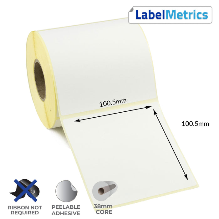 100.5 x 100.5mm Perforated Direct Thermal Labels - Removable Adhesive