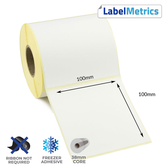 100 x 100mm Direct Thermal Labels - Freezer Adhesive