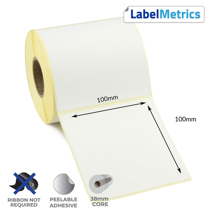 100 x 100mm Direct Thermal Labels - Removable Adhesive