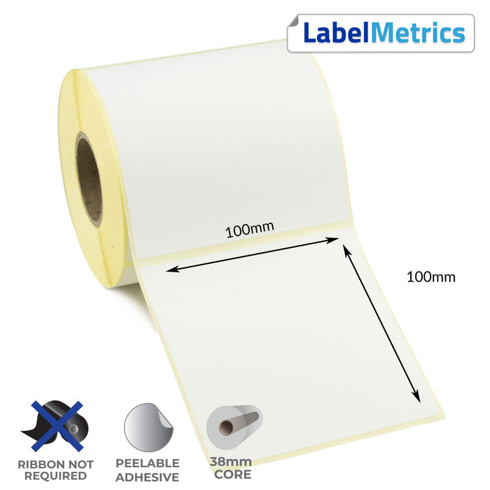 100 x 100mm Perforated Direct Thermal Labels - Removable Adhesive