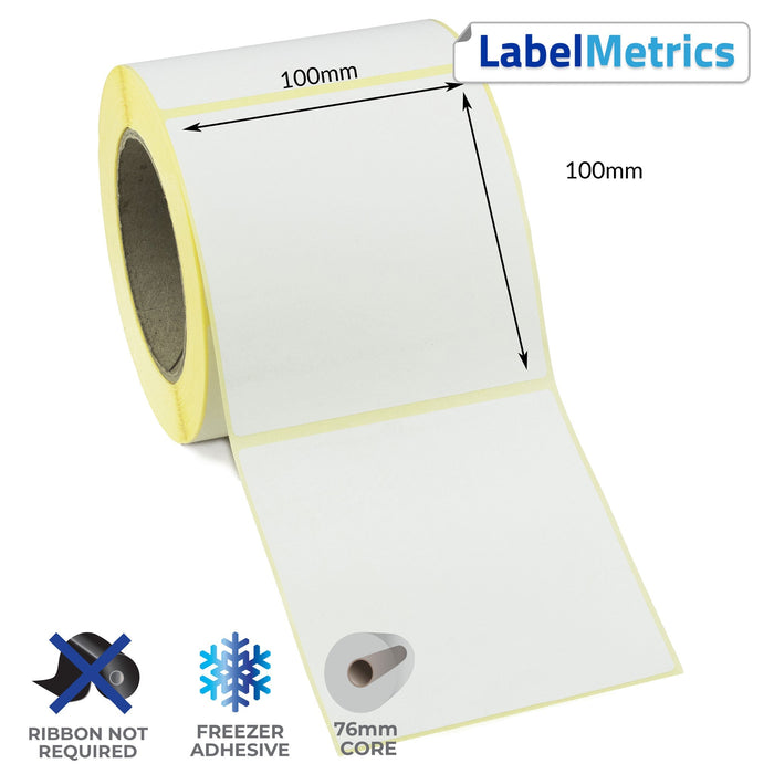 100 x 100mm Direct Thermal Labels - Freezer Adhesive