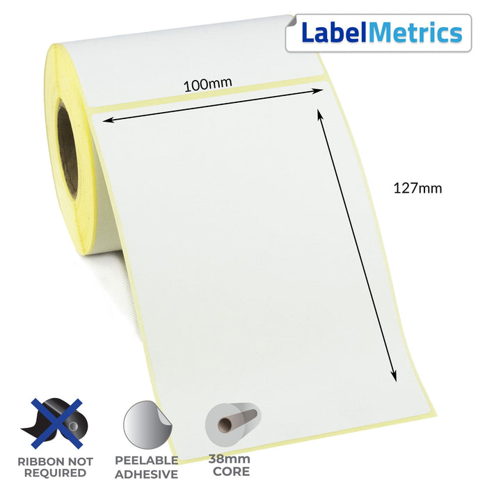 100 x 127mm Perforated Direct Thermal Labels - Removable Adhesive