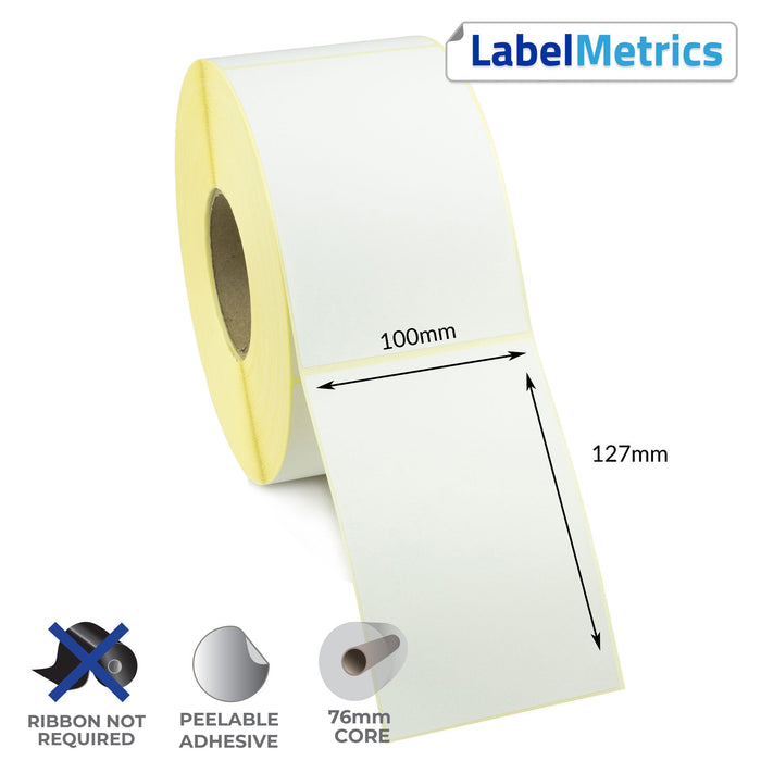 100 x 127mm Perforated Direct Thermal Labels - Removable Adhesive