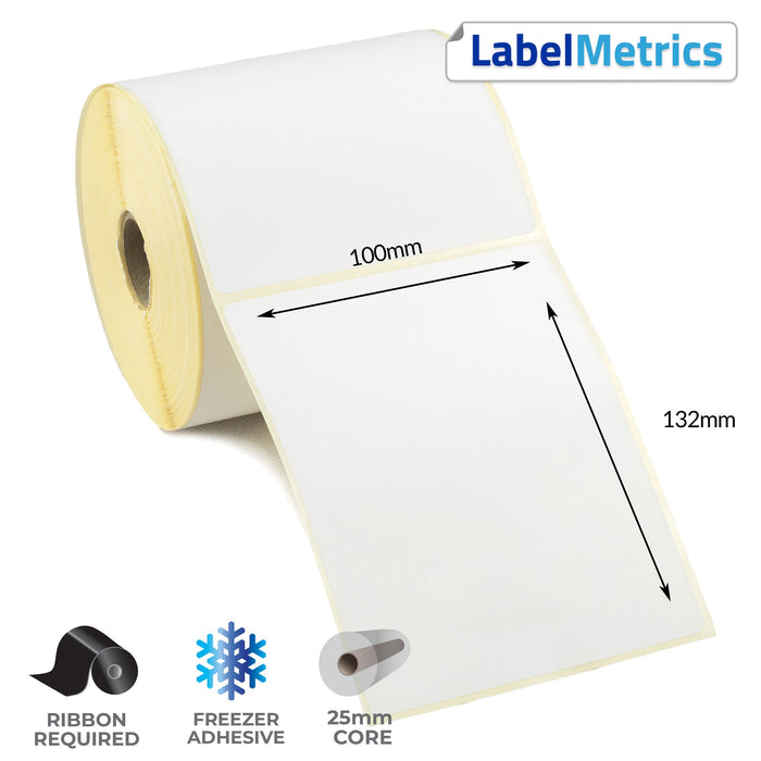 100 x 132mm Thermal Transfer Labels - Freezer Adhesive