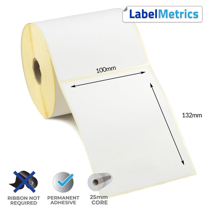 100 x 132mm Direct Thermal Labels - Permanent Adhesive