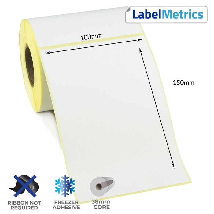 100 x 150mm Perforated Direct Thermal Labels - Freezer Adhesive