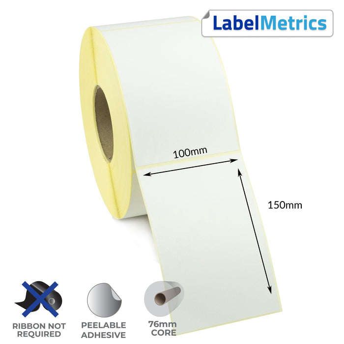 100 x 150mm Perforated Direct Thermal Labels - Removable Adhesive