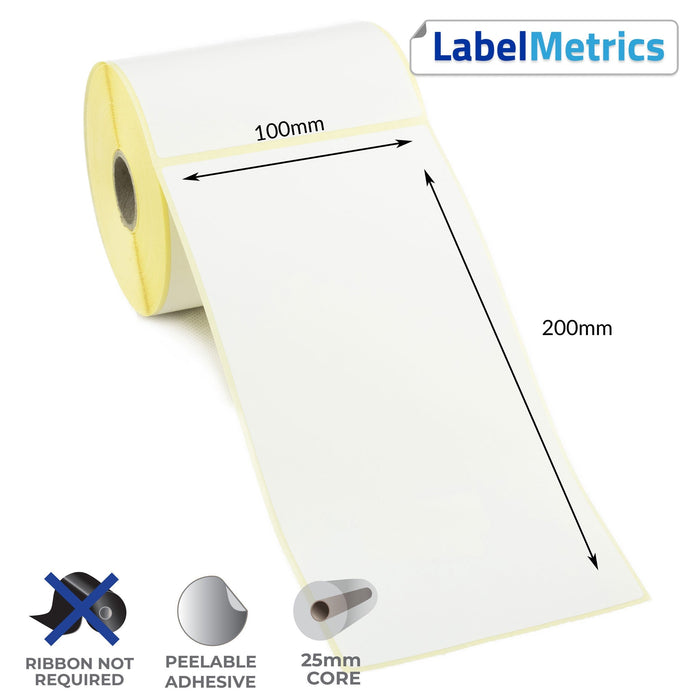 100 x 200mm Direct Thermal Labels - Removable Adhesive