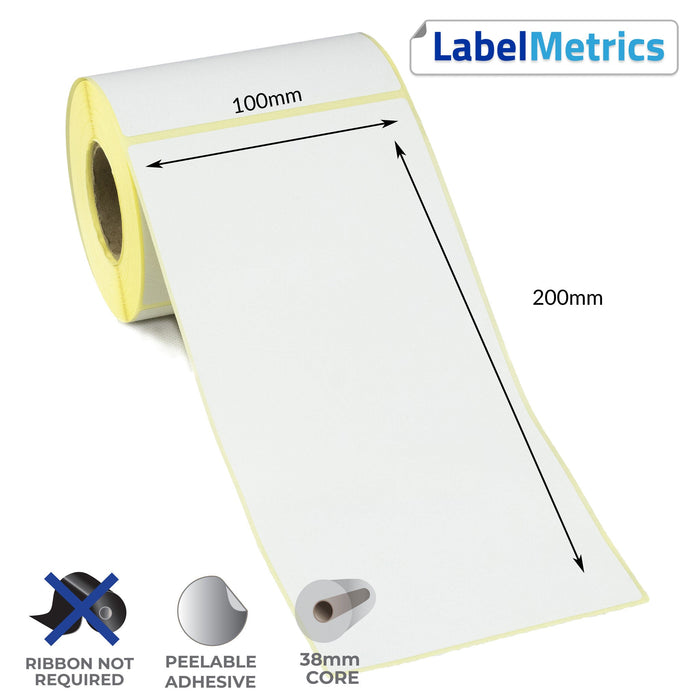 100 x 200mm Direct Thermal Labels - Removable Adhesive