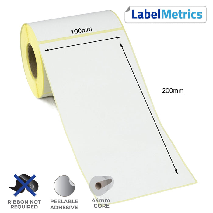 100 x 200mm Perforated Direct Thermal Labels - Removable Adhesive