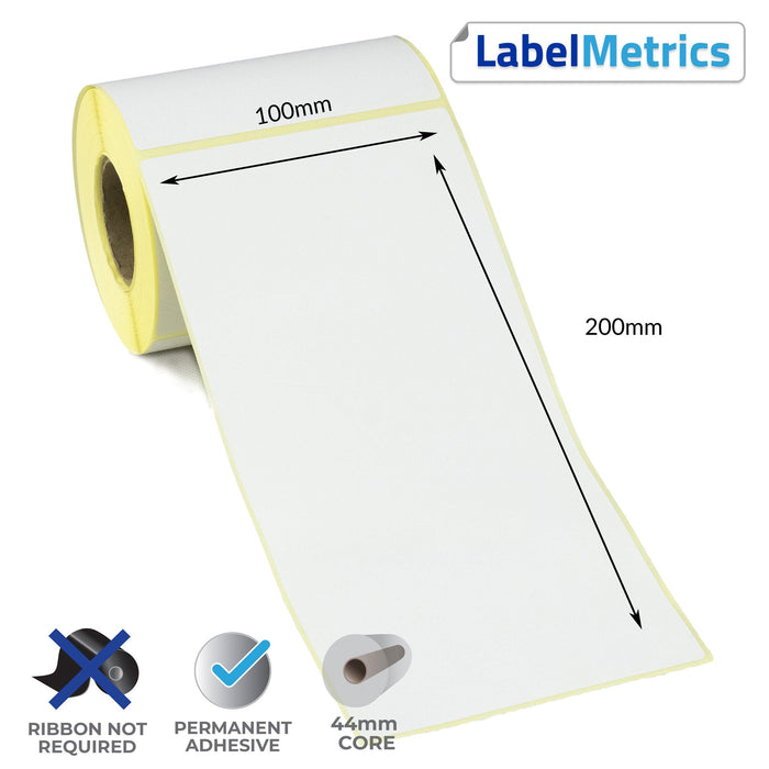 100 x 200mm Perforated Direct Thermal Labels - Permanent Adhesive