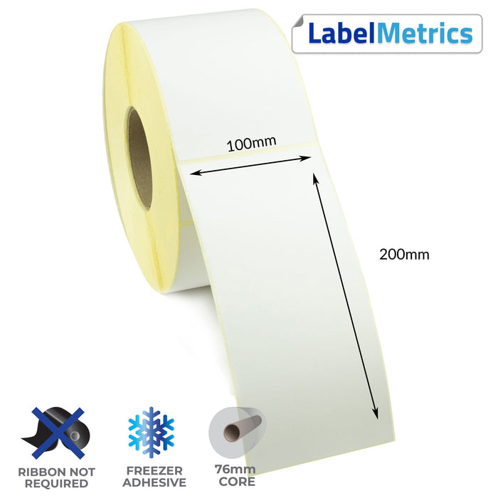 100 x 200mm Perforated Direct Thermal Labels - Freezer Adhesive