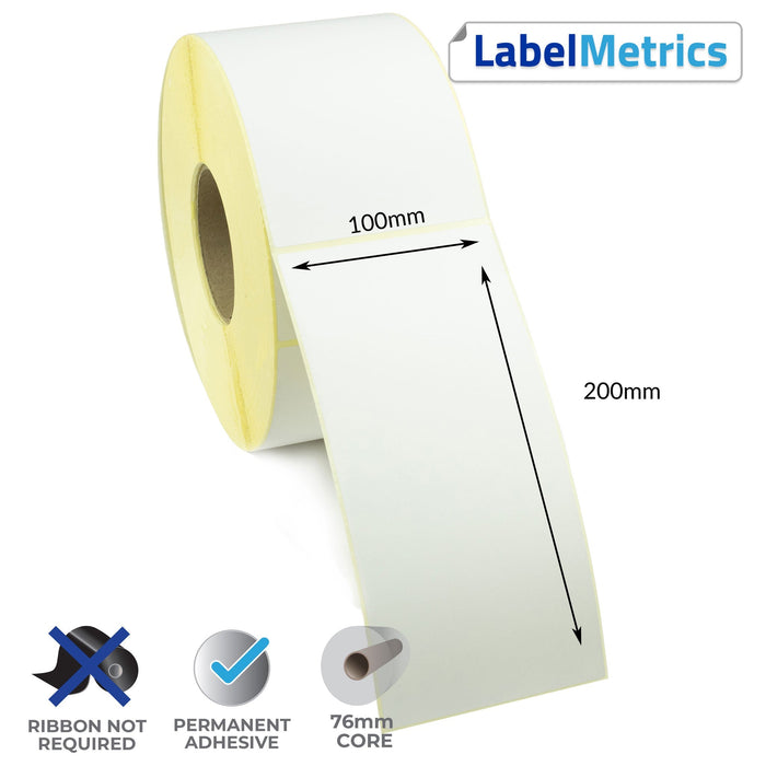 100 x 200mm Perforated Direct Thermal Labels - Permanent Adhesive