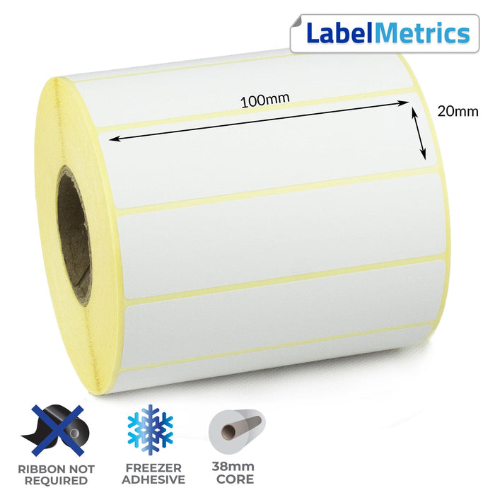 100 x 20mm Direct Thermal Labels - Freezer Adhesive