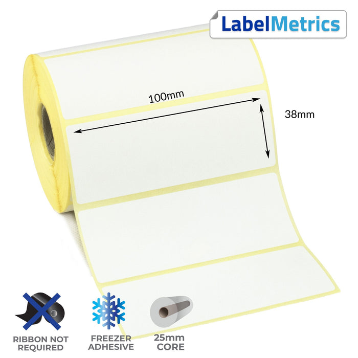 100 x 38mm Direct Thermal Labels - Freezer Adhesive