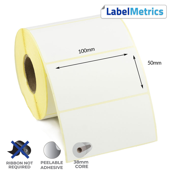 100 x 50mm Direct Thermal Labels - Removable Adhesive