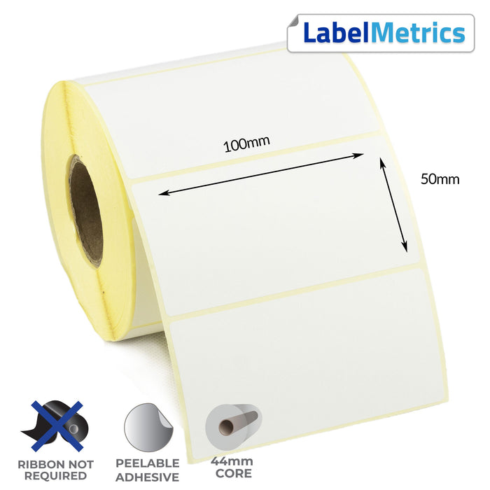 100 x 50mm Direct Thermal Labels - Removable Adhesive