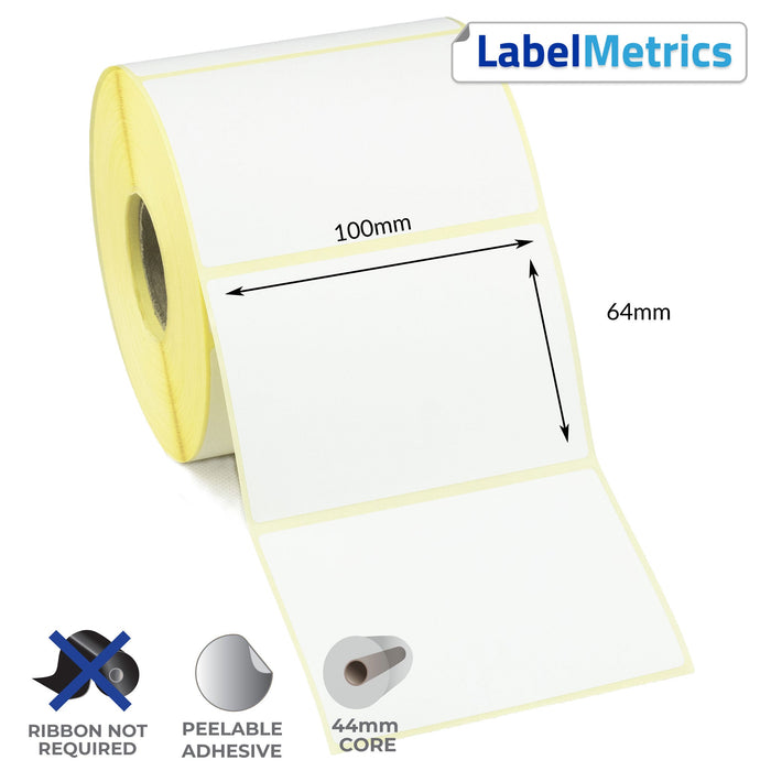 100 x 64mm Direct Thermal Labels - Removable Adhesive