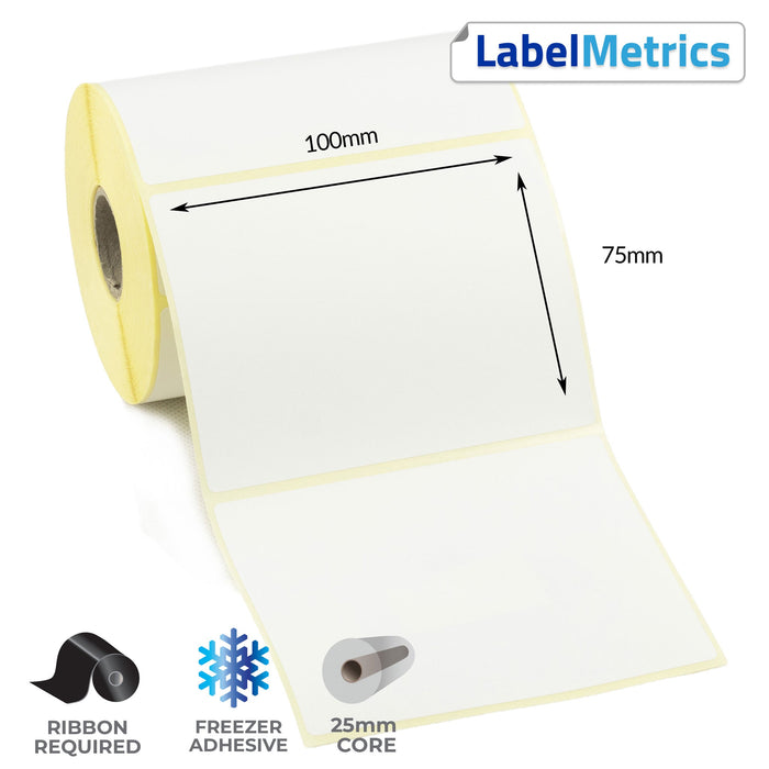 100 x 75mm Thermal Transfer Labels - Freezer Adhesive