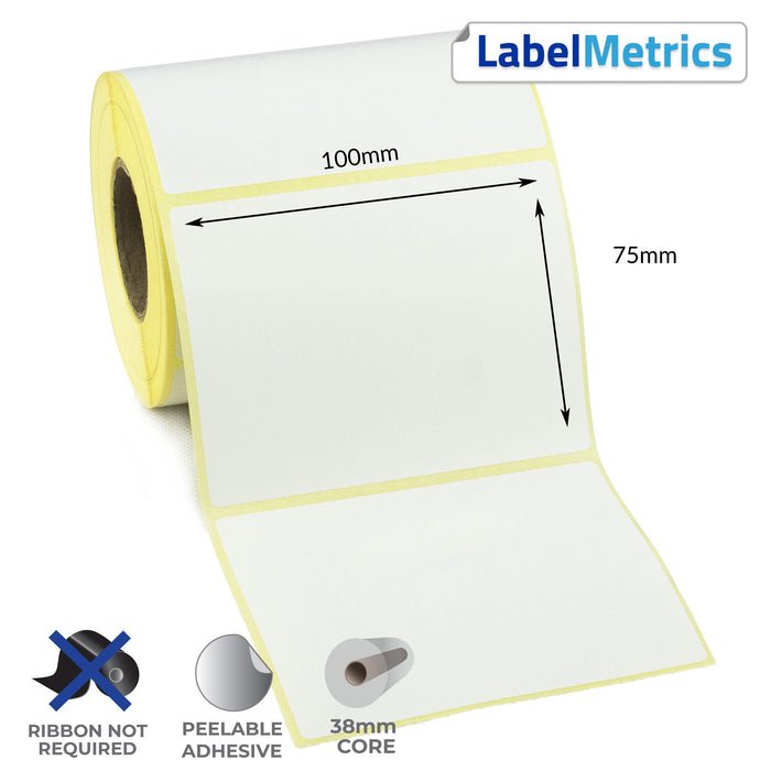 100 x 75mm Direct Thermal Labels - Removable Adhesive