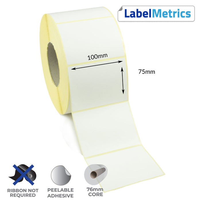 100 x 75mm Direct Thermal Labels - Removable Adhesive