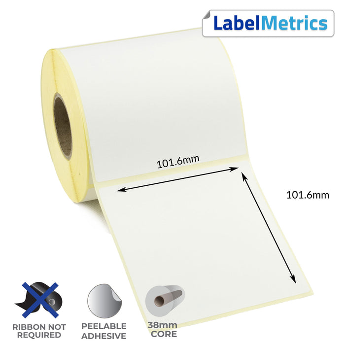 101.6 x 101.6mm Direct Thermal Labels - Removable Adhesive