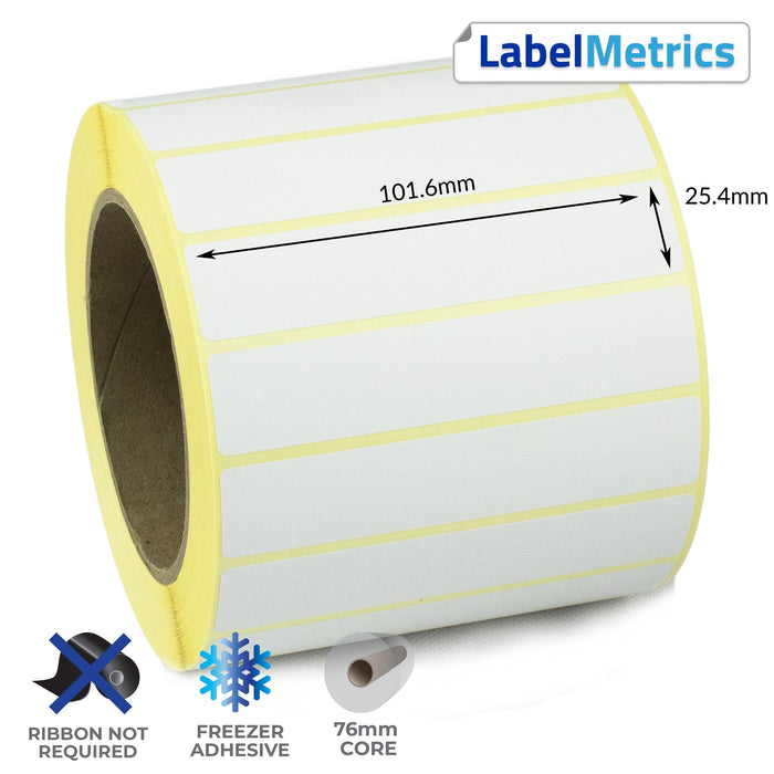 101.6 x 25.4mm Direct Thermal Labels - Freezer Adhesive