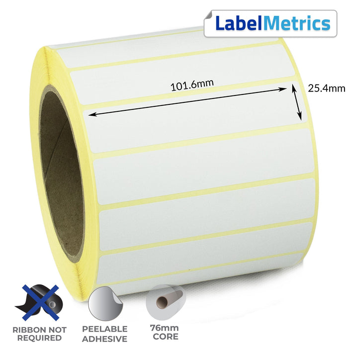 101.6 x 25.4mm Direct Thermal Labels - Removable Adhesive