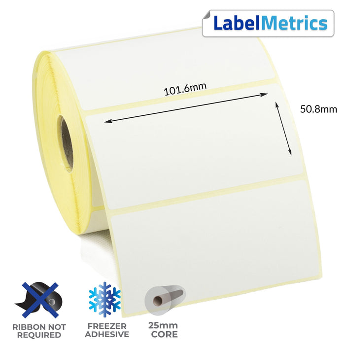 101.6 x 50.8mm Direct Thermal Labels - Freezer Adhesive