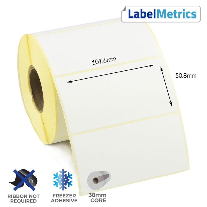 101.6 x 50.8mm Direct Thermal Labels - Freezer Adhesive