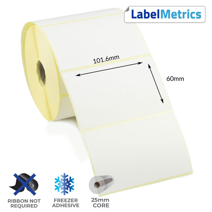 101.6 x 60mm Direct Thermal Labels - Freezer Adhesive