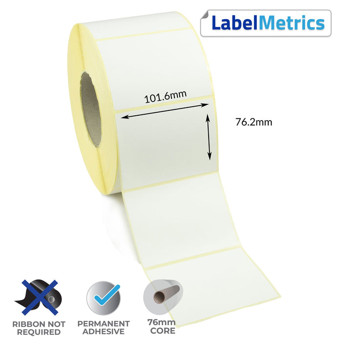 101.6 x 76.2mm Direct Thermal Labels - Permanent Adhesive