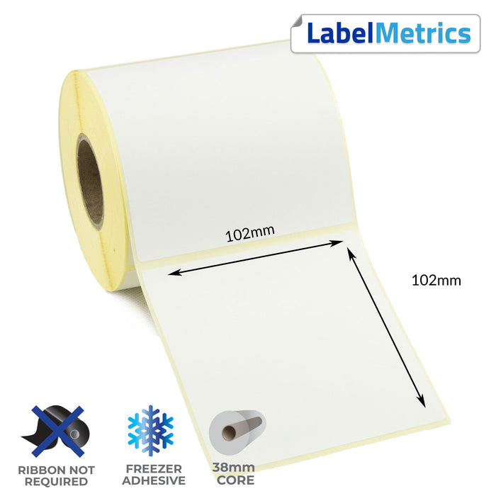 102 x 102mm Direct Thermal Labels - Freezer Adhesive