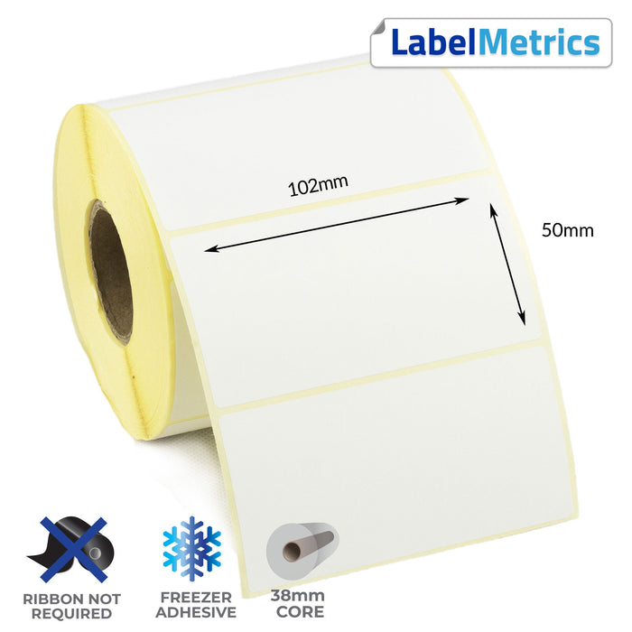 102 x 50mm Direct Thermal Labels - Freezer Adhesive