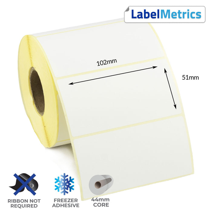 102 x 51mm Direct Thermal Labels - Freezer Adhesive