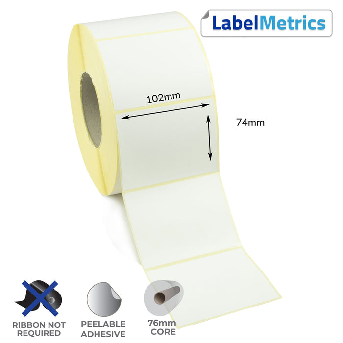 102 x 74mm Direct Thermal Labels - Removable Adhesive