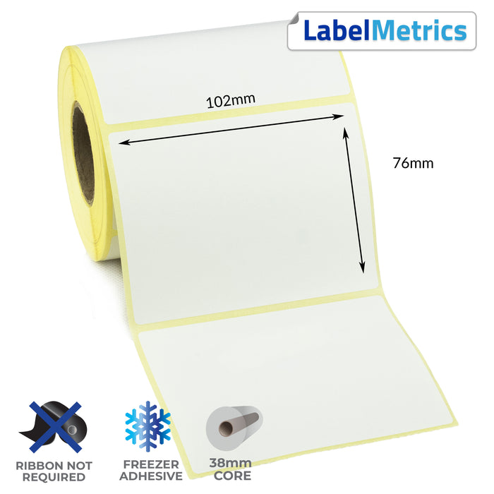 102 x 76mm Direct Thermal Labels - Freezer Adhesive