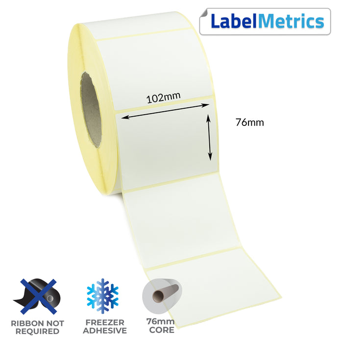 102 x 76mm Direct Thermal Labels - Freezer Adhesive