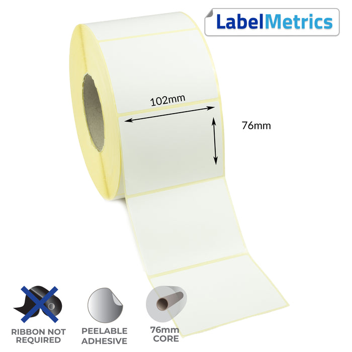 102 x 76mm Direct Thermal Labels - Removable Adhesive