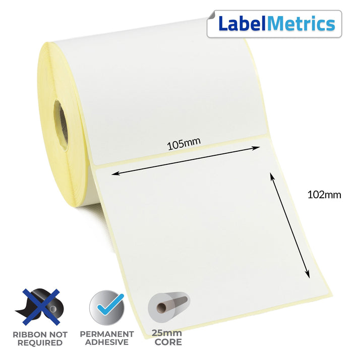 105 x 102mm Direct Thermal Labels - Permanent Adhesive