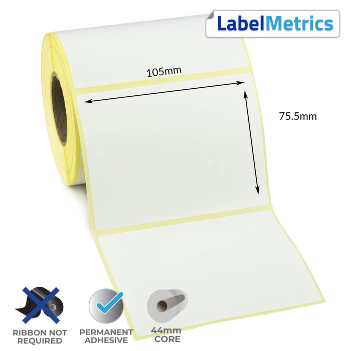 105 x 75.5mm Direct Thermal Labels - Permanent Adhesive